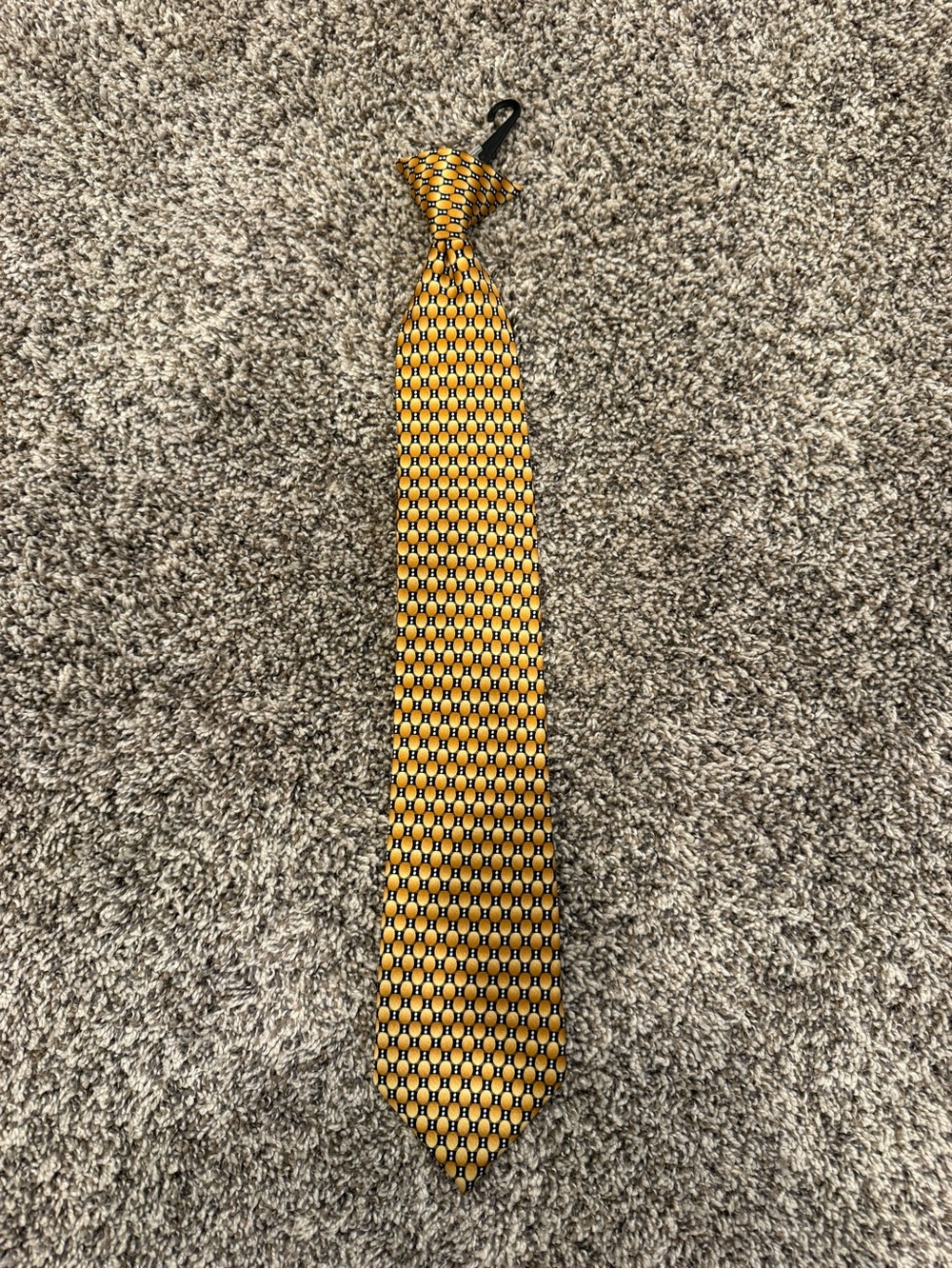 Necktie Emporium Men’s Tie Gold Navy White Geometric Dot Pattern Polyester